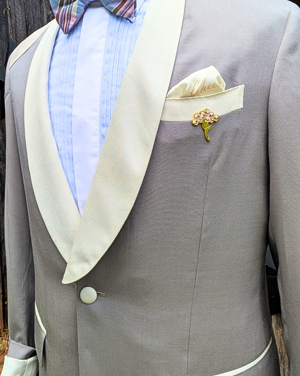 Orchid - silver grey tuxedo jacket with ivory contrast