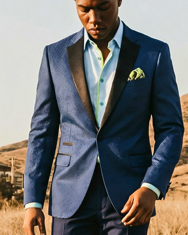 Peacock - deep green/blue tuxedo jacket with black contrast