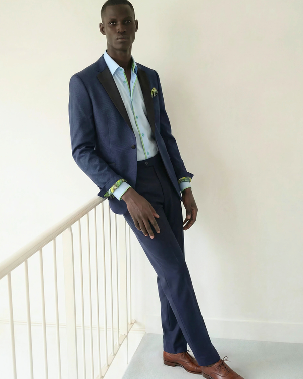 Peacock - deep green/blue tuxedo jacket with black contrast