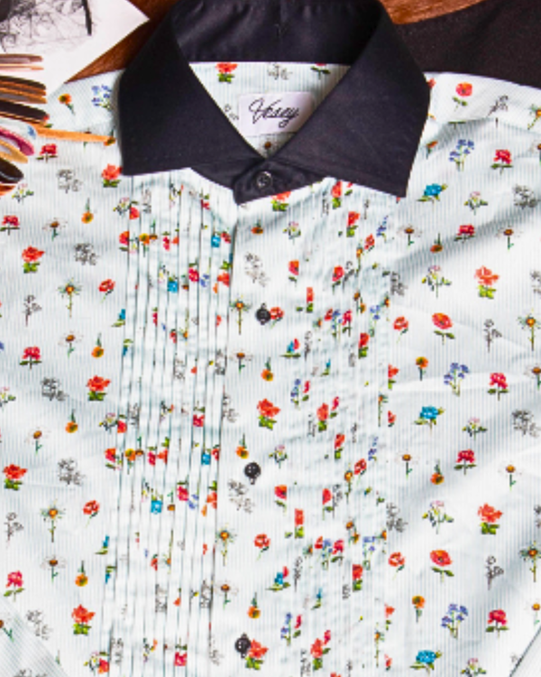 Flower Power Button-Down Tuxedo Shirt