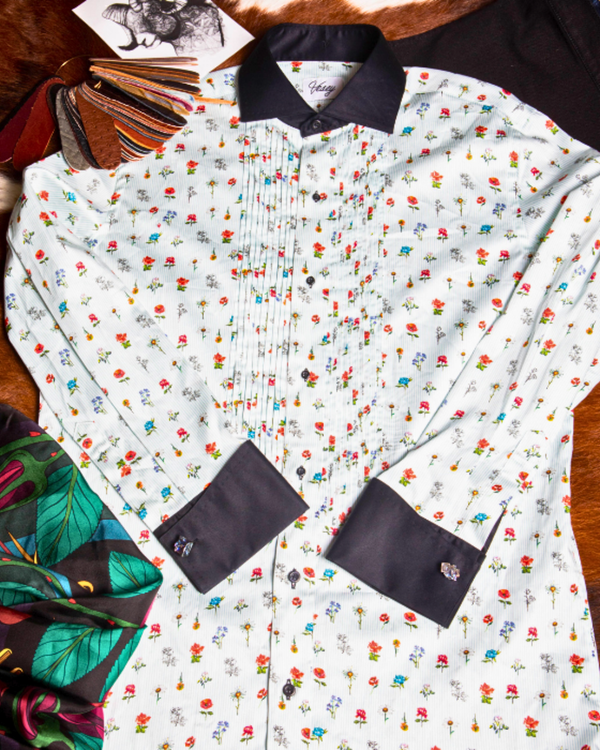 Flower Power Button-Down Tuxedo Shirt