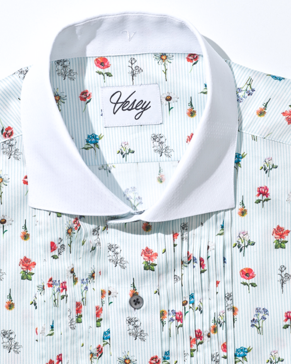 Flower Power Button-Down Tuxedo Shirt