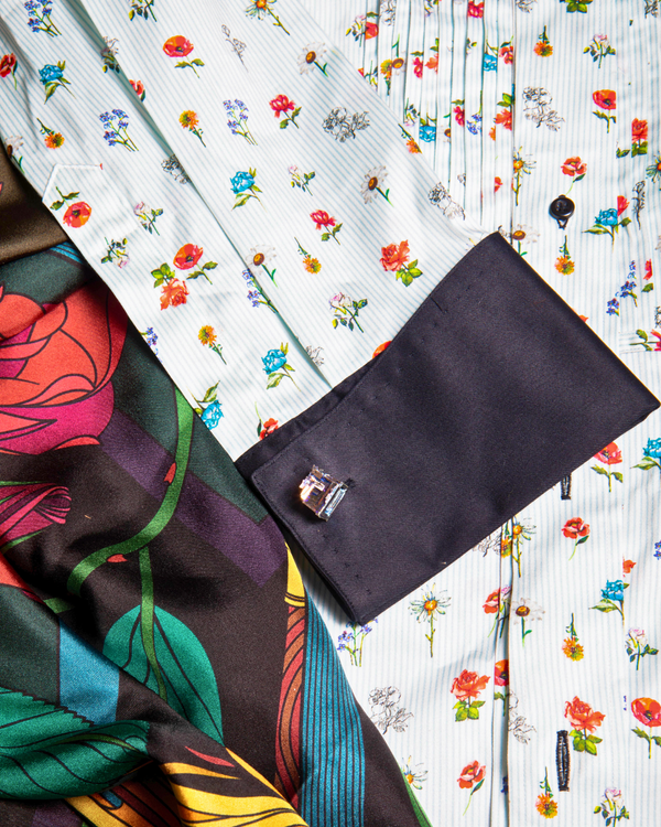 Flower Power Button-Down Tuxedo Shirt