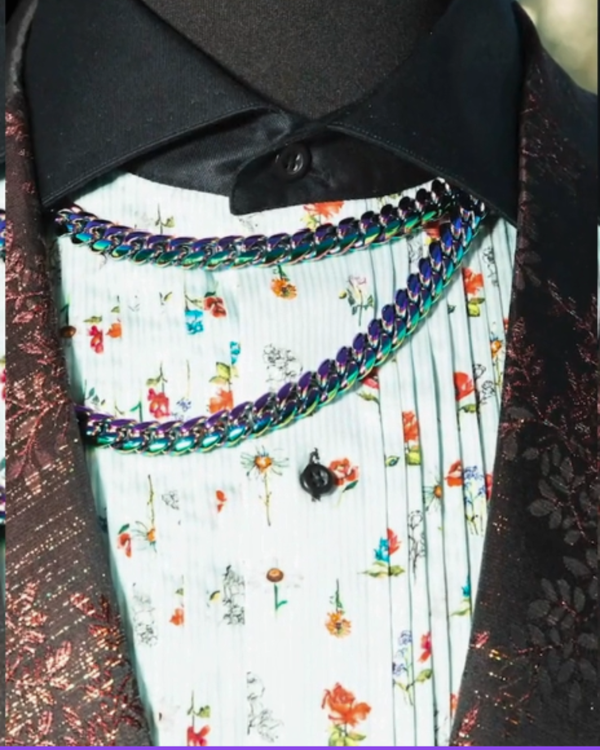 Flower Power Button-Down Tuxedo Shirt