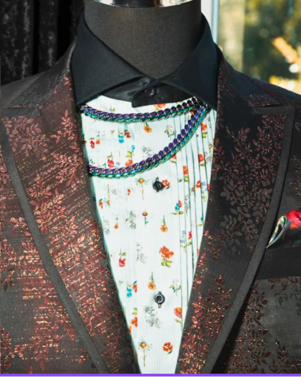 Flower Power Button-Down Tuxedo Shirt
