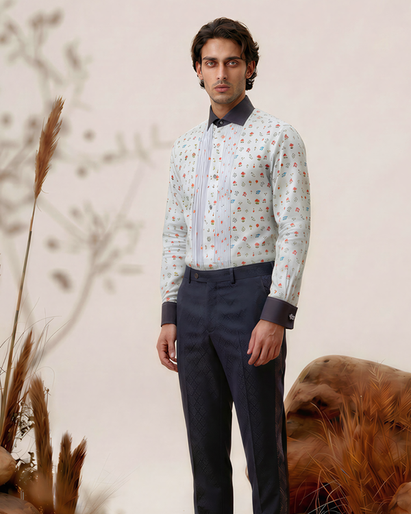 Flower Power Button-Down Tuxedo Shirt