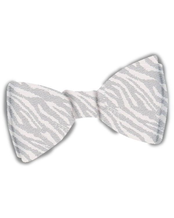 White & Gray Zebra Jacquard Bow Tie