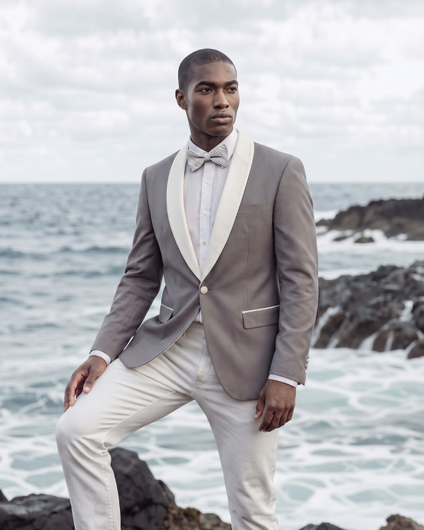 White & Gray Zebra Jacquard Bow Tie