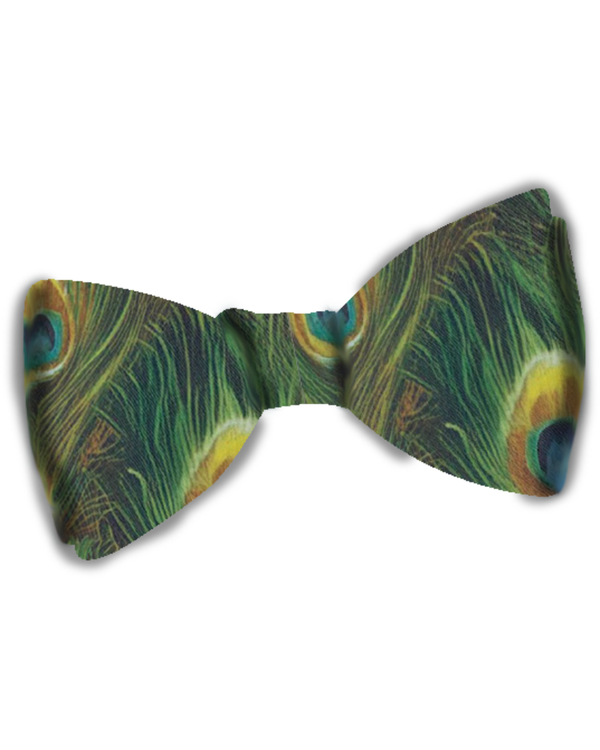 Peacock Satin Bow Tie