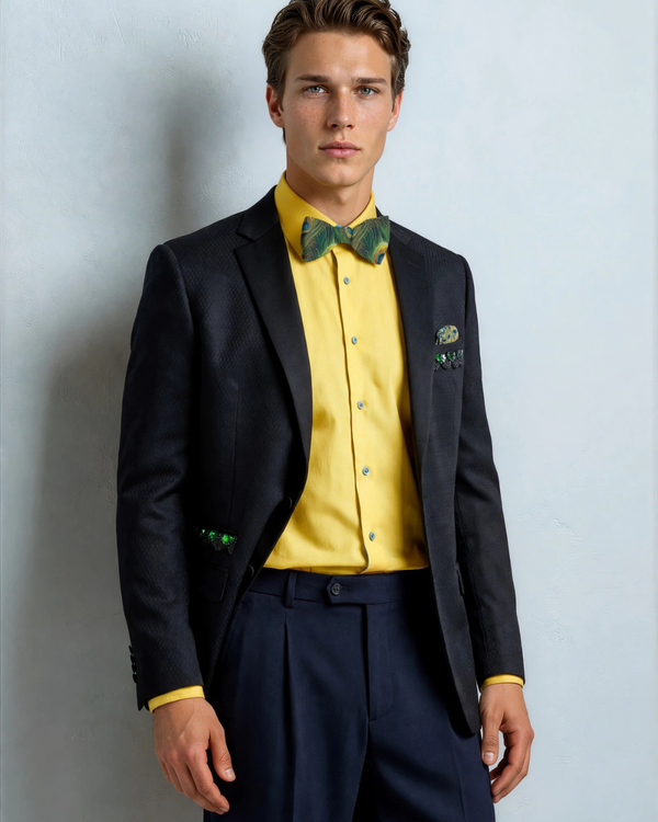 Peacock Satin Bow Tie