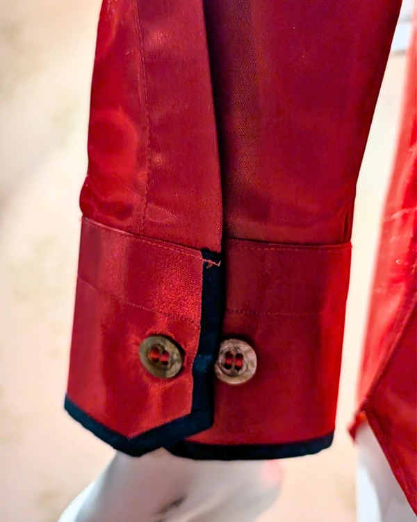 Red Silk Shirt with Teal Contrast
