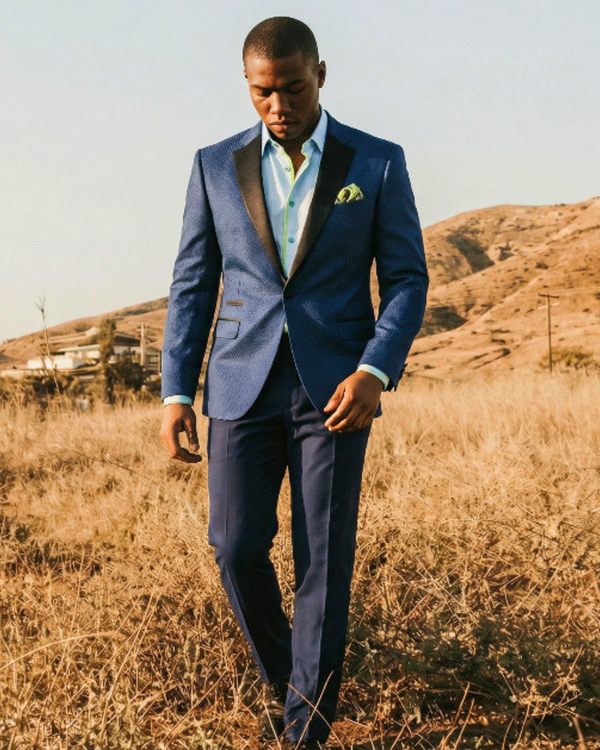 Peacock - deep green/blue tuxedo jacket with black contrast