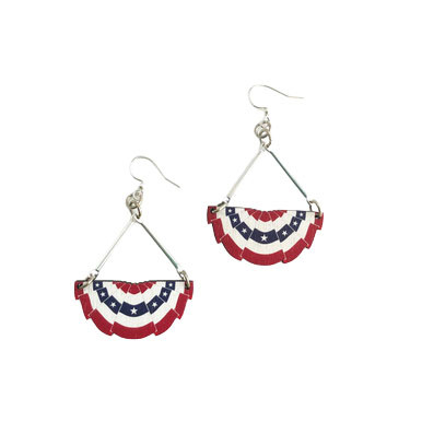Flag Bunting Wood Earring