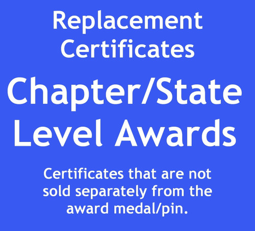 Replacement Certificate - Chapter/State Level