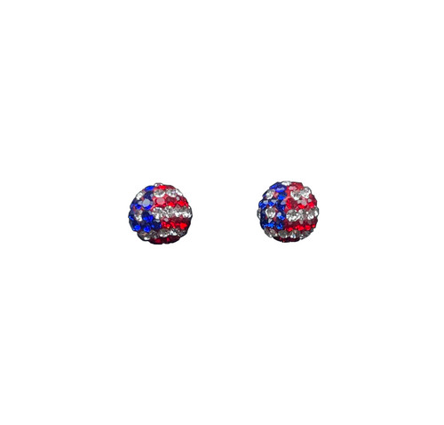 Pave Flag Ball Earrings