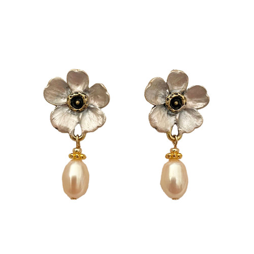 Cherry Blossom with Pearl Post Earring