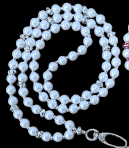 Silver Beaded Pearl Lanyard