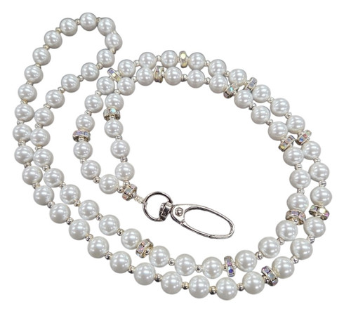 Silver Beaded Pearl Lanyard