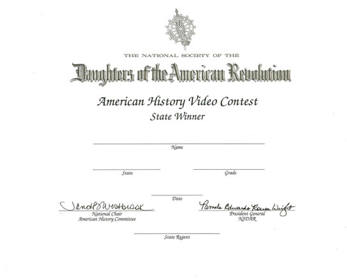 AH Video State Winner Cert. AH Video State Winner Cert.