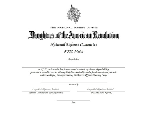 ROTC Certificate ROTC Certificate
