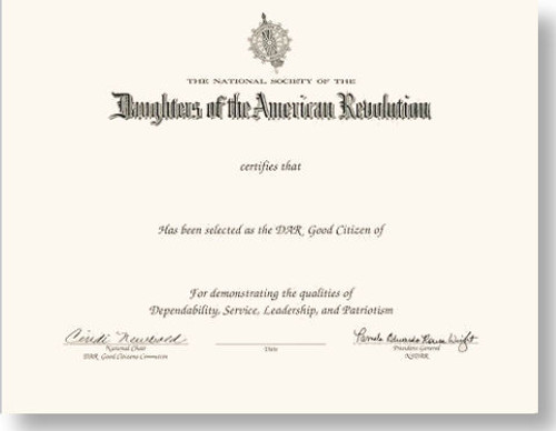 DAR Good Citizens Certificate