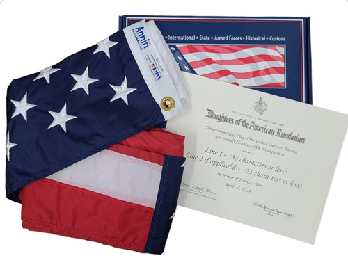 US Flag/Certificate (Has Flown Ceremonially over Memorial Continental Hall) US Flag/Certificate (Has Flown Ceremonially over Memorial Continental Hall)