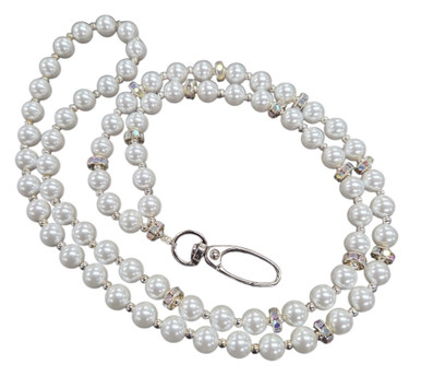 アクセサリー dependoll LACE PERL HARNESS WHITE Silver Beaded Pearl Lanyard - DAR Shopping