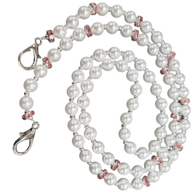 Pink/Silver Beaded Pearl Lanyard - DAR Shopping