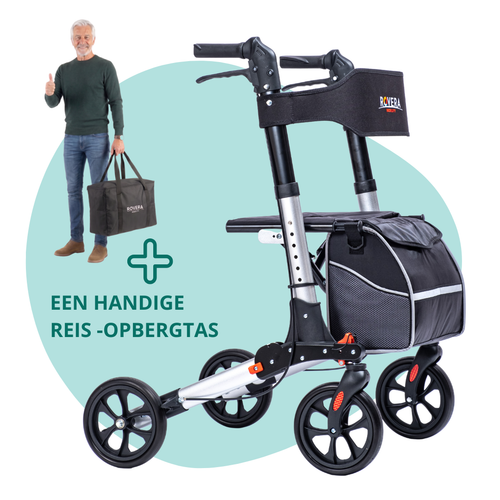 DualFold Easy Rollator - Zilver met transporttas