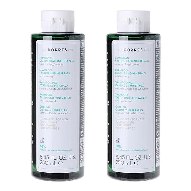 Korres Cystine & Minerals Shampoo For Men Anti Hair Loss 2 x 250ml