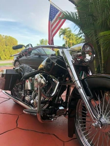 CUSTOM ENGINE GUARD HIGHWAY CRASH BAR 4 HARLEY  FATBOY SOFTAIL 1.25"  2000-2017