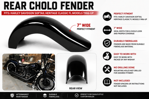 Painted Rear Cholo Fender 4 Harley Softail Heritage Classic 6” Stretched Extende