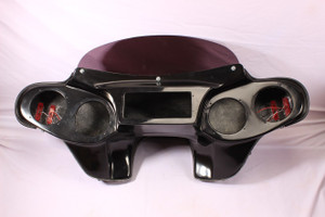 Batwing Fairing Windshield Harley Heritage Softail Fat w Amber Led Painted 4x5"