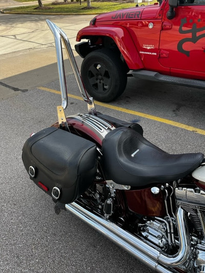 BACKREST SISSY BAR 22" TALL 4 HARLEY 200mm SOFTAIL FATBOY FXSTC FXSTB NICE 07-UP