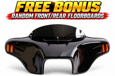 Batwing Fairing Windshield Vivid Black Fits Harley-Davidson Touring Road King 6x9" Speaker Cutouts 5" Tinted ABS Plastic