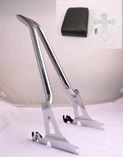 Sissy Bar Backrest Chrome Fits Harley-Davidson Softail Heritage Custom Deluxe Springer 4" Tall Steel Bar Vinyl Pad