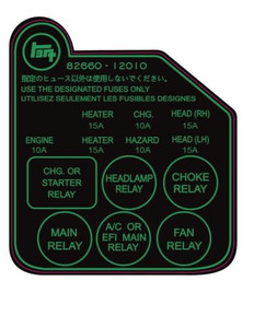 Decal Cover Fuse Block for Toyota Corolla 1979-1983 #3 Decal Cover Fuse Block for Toyota Corolla 1979-1983 #3