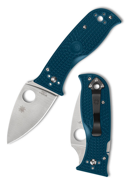 The Spyderco Lil' Temperance™ 3 Lightweight with blade in K390 steel and blue FRN handle scales.