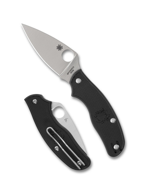 The Spyderco Metropolitan™ Lightweight with black FRN handle scales and blade in M398. The Spyderco Metropolitan™ Lightweight with black FRN handle scales and blade in M398.