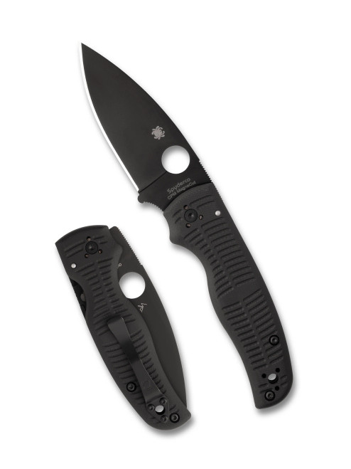 The Spyderco Shaman® Salt® with DLC coated Magnacut blade and 3 - dimensionally contoured G10 handle scales.