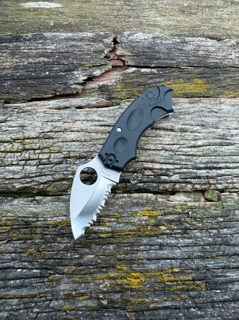 The Spyderco Meerkat with serrated drop-point blade in AUS-6