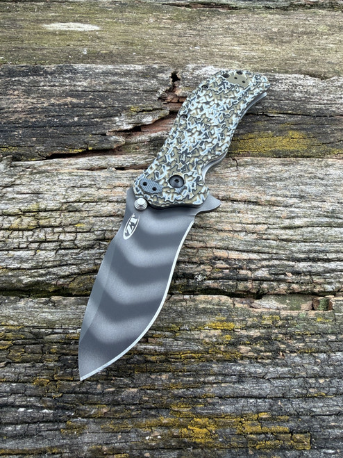 Pre-Owned Zero Tolerance ZT0350 w/ custom VZGrips Predator Green Stippled Scales