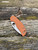 The Spyderco Sage 5 in REX 121 steel and  burnt orange coloured G10 handle scales.