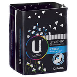 U By Kotex Cotton Ultrathin Regular Pads - 12 Pack