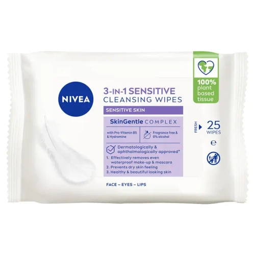 NIVEA Sensitive Facial Cleansing Wipes 25 pack