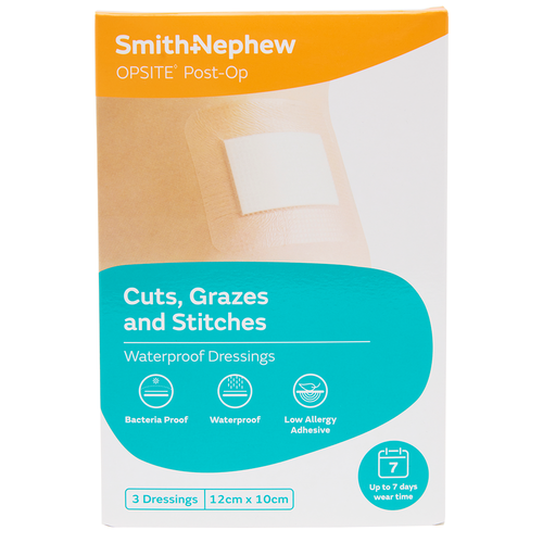 Opsite Post-Op Waterproof Dressing 12 x 10cm 3 Pack