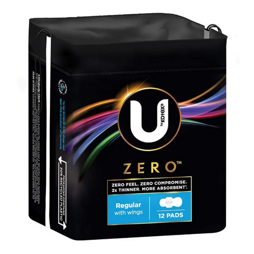 U by Kotex Zero Regular Pads with Wings 12 Pack