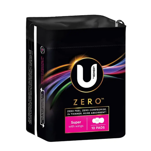 U by Kotex Zero Super Pads with Wings 10 Pack
