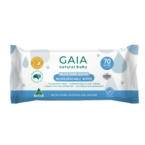 Gaia 99.5% Pure Water Wipes 70 Pack