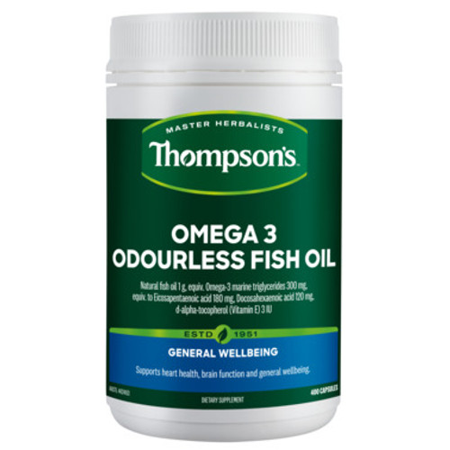 Thompson's Omega-3 Odourless Fish Oil 1000mg 400 Capsules